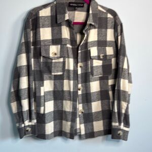 Kendall + Kylie Grey Plaid Shacket Size M